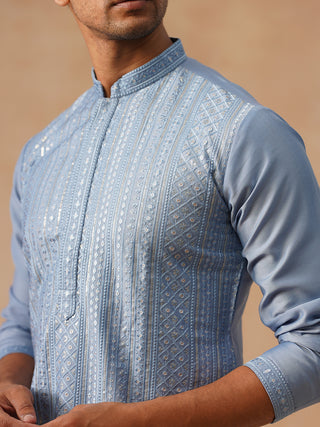 Embroidered Silk Blend Kurta Pajama Set