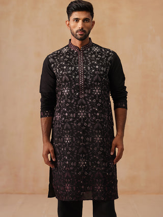 Men’s Silk Blend Embroidered Kurta Pyjama Set