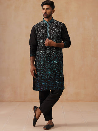 Men’s Silk Blend Embroidered Kurta Pyjama Set
