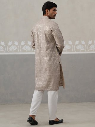 Silk Blend Designer Embroidered Kurta Pyjama