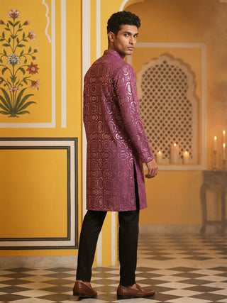 Silk Blend Designer Embroidered Kurta Pyjama