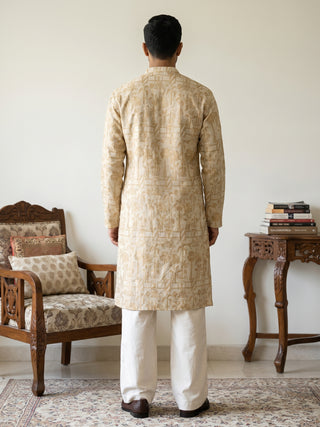Designer Silk Blend Kurta with Korean Pants
