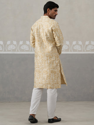Designer Silk Blend Kurta Pyjama for Men