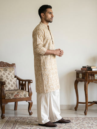 Designer Silk Blend Kurta with Korean Pants