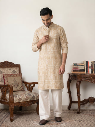 Designer Silk Blend Kurta with Korean Pants