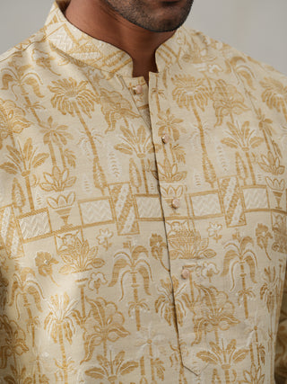 Designer Silk Blend Kurta Pyjama for Men