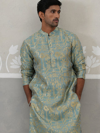 Designer Silk Blend Kurta Pyjama for Men