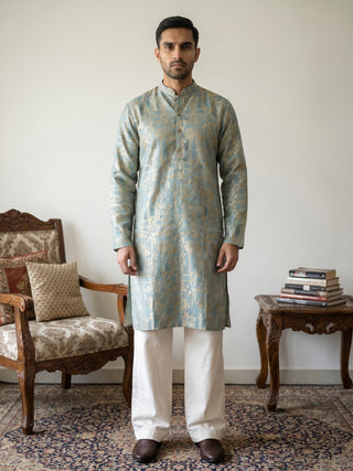 Designer Silk Blend Kurta with Korean Pants