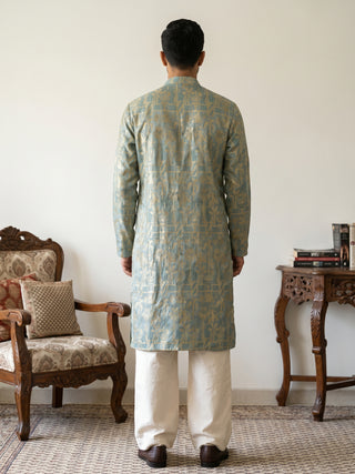 Designer Silk Blend Kurta with Korean Pants