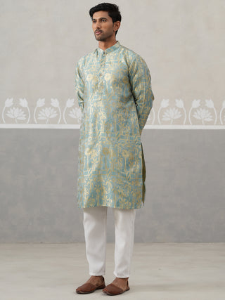 Designer Silk Blend Kurta Pyjama for Men