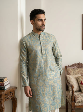 Designer Silk Blend Kurta with Korean Pants