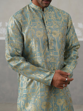 Designer Silk Blend Kurta Pyjama for Men