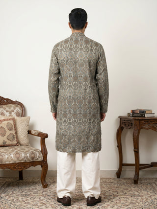 Silk Blend Designer Kurta with Korean Pants
