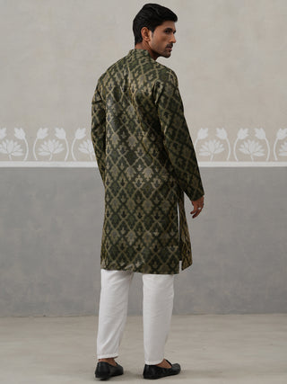 Silk Blend Woven Design Kurta Pyjama Set