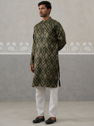 Silk Blend Woven Design Kurta Pyjama Set