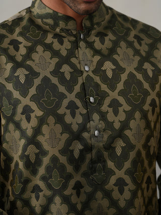 Silk Blend Woven Design Kurta Pyjama Set