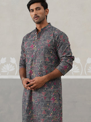 Printed and Emrbroidered Kurta Pyjama Set