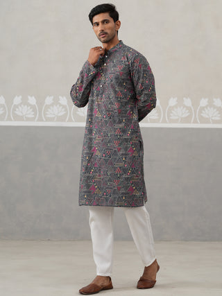 Printed and Emrbroidered Kurta Pyjama Set