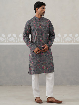 Printed and Emrbroidered Kurta Pyjama Set