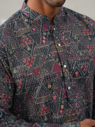 Printed and Emrbroidered Kurta Pyjama Set