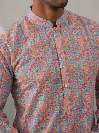 Printed and Emrbroidered Kurta Pyjama Set