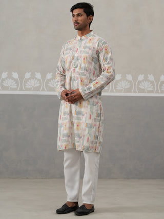 Printed and Emrbroidered Kurta Pyjama Set