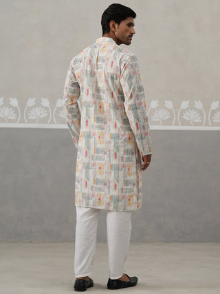 Printed and Emrbroidered Kurta Pyjama Set