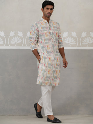 Printed and Emrbroidered Kurta Pyjama Set