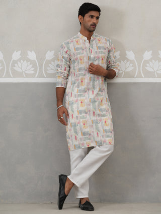 Printed and Emrbroidered Kurta Pyjama Set