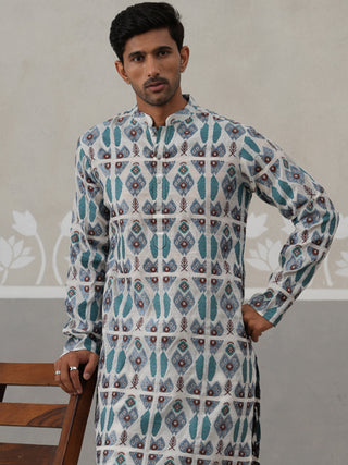 Silk Blend Woven Design Kurta Pyjama Set