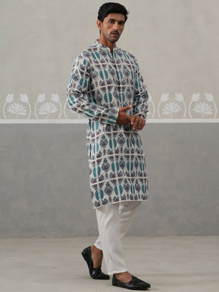 Silk Blend Woven Design Kurta Pyjama Set