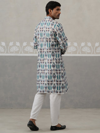 Silk Blend Woven Design Kurta Pyjama Set