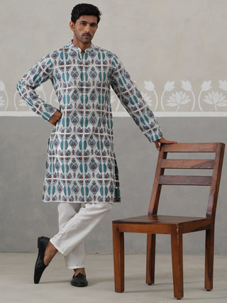 Silk Blend Woven Design Kurta Pyjama Set