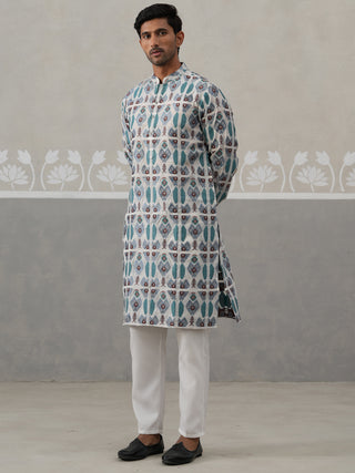 Silk Blend Woven Design Kurta Pyjama Set