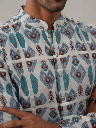 Silk Blend Woven Design Kurta Pyjama Set