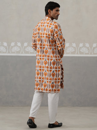 Silk Blend Woven Design Kurta Pyjama Set