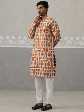 Silk Blend Woven Design Kurta Pyjama Set
