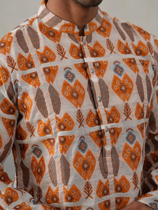 Silk Blend Woven Design Kurta Pyjama Set