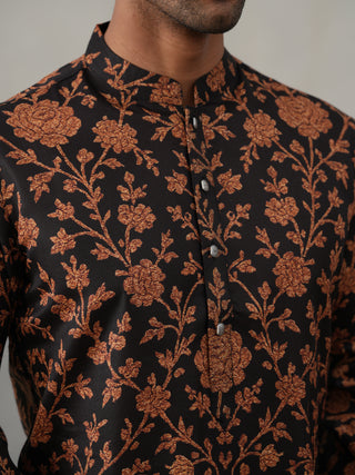 Floral Printed Cotton Kurta Pyjama for Men