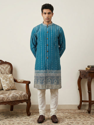 Designer Embroidery Silk Blend Kurta Pyjama for Men
