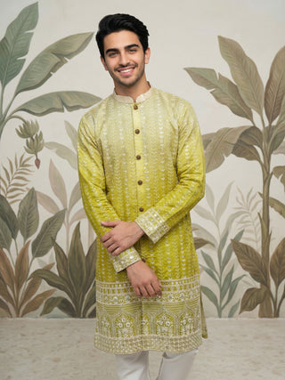 Designer Embroidery Silk Blend Kurta Pyjama for Men