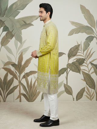 Designer Embroidery Silk Blend Kurta Pyjama for Men