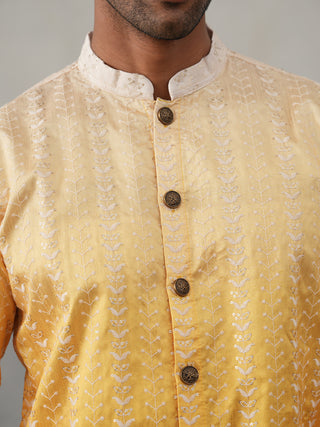 Designer Embroidery Silk Blend Kurta Pyjama for Men