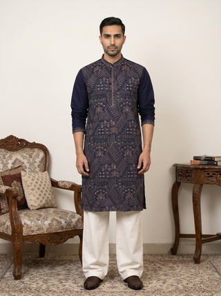 Traditional Embroidered Kurta with Korean Pants