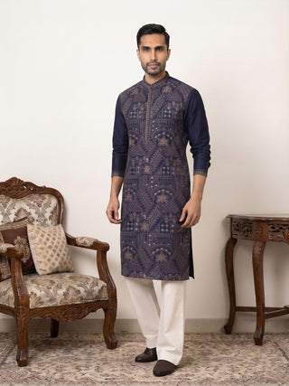 Traditional Embroidered Kurta with Korean Pants