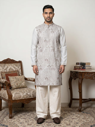 Traditional Embroidered Kurta with Korean Pants