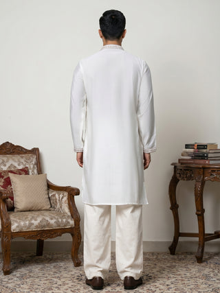 Traditional Embroidered Kurta with Korean Pants