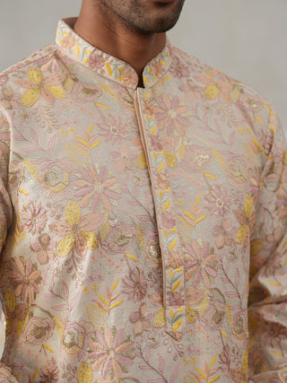 Floral Embroidered and Sequins Kurta Set