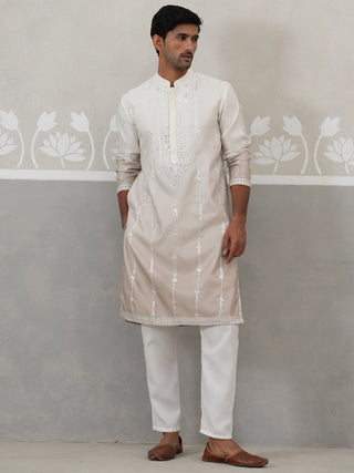 Silk Blend Mirror Work Kurta Pyjama Set