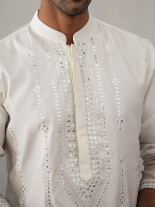 Silk Blend Mirror Work Kurta Pyjama Set